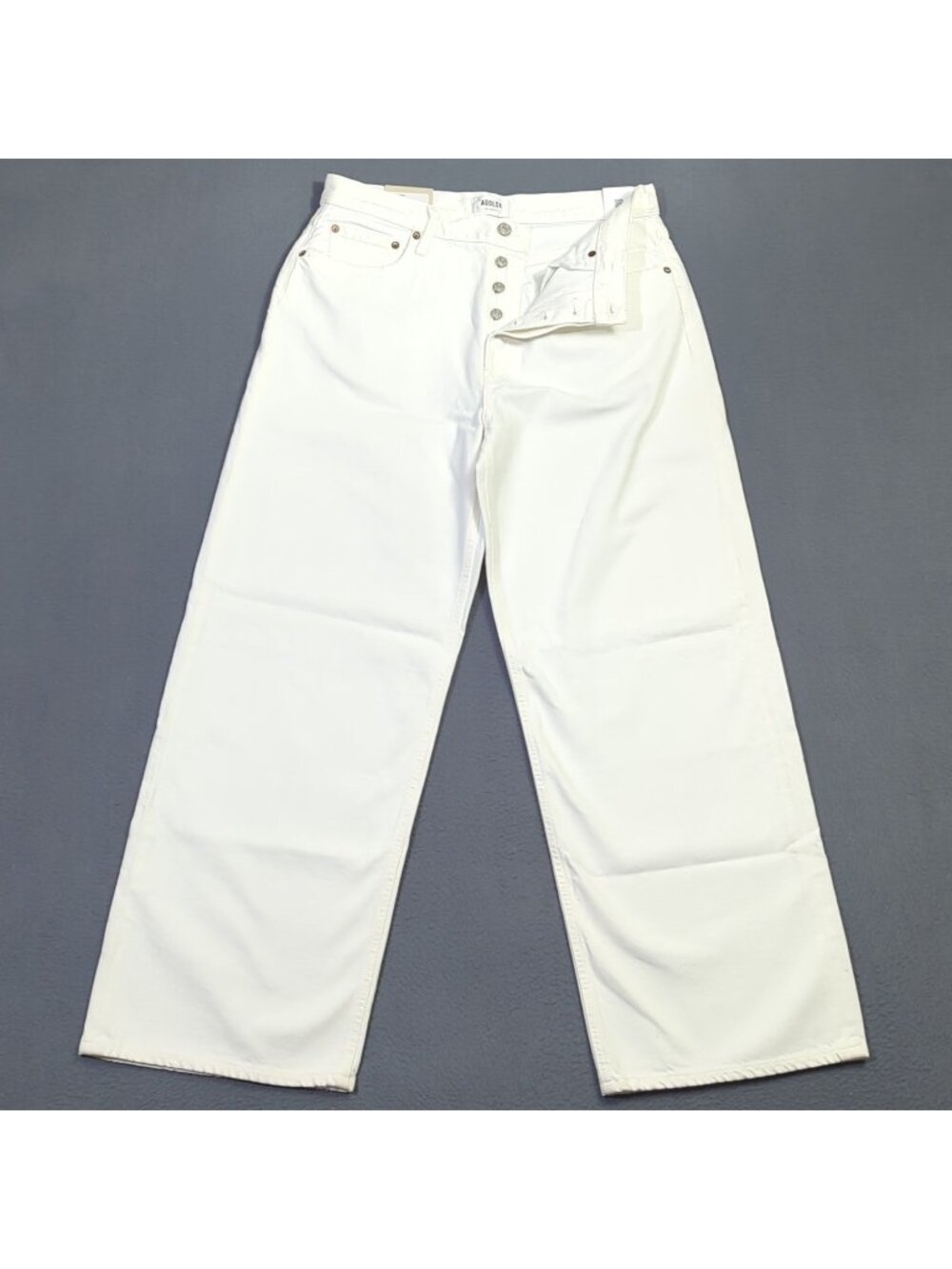 Agolde Jeans Women's 29 White Milkshake Low Slung Baggy Button Fly Denim NWT